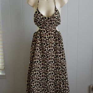 NWOT -  HYFVE Animal Print Halter Midi Dress w/ Cutouts - Size Small